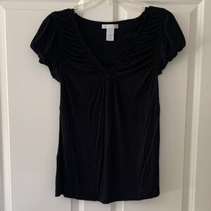 Design History Black Ruched Short Sleeve Top